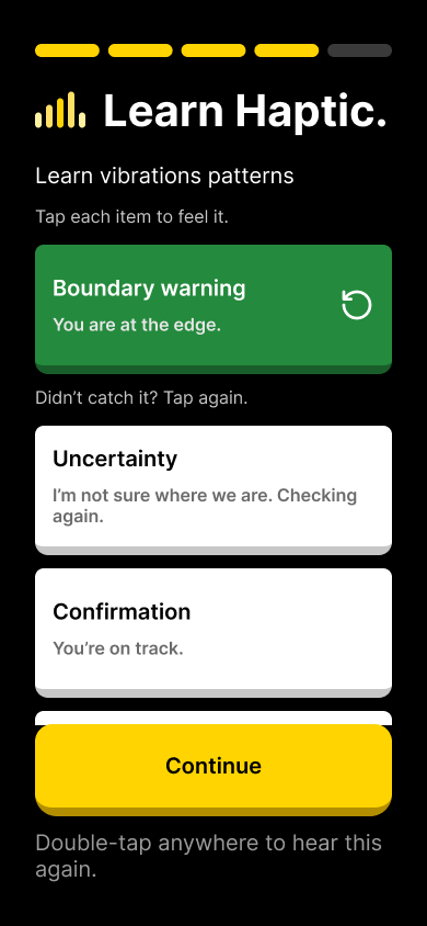 Boundary warning pattern selected with green confirmation